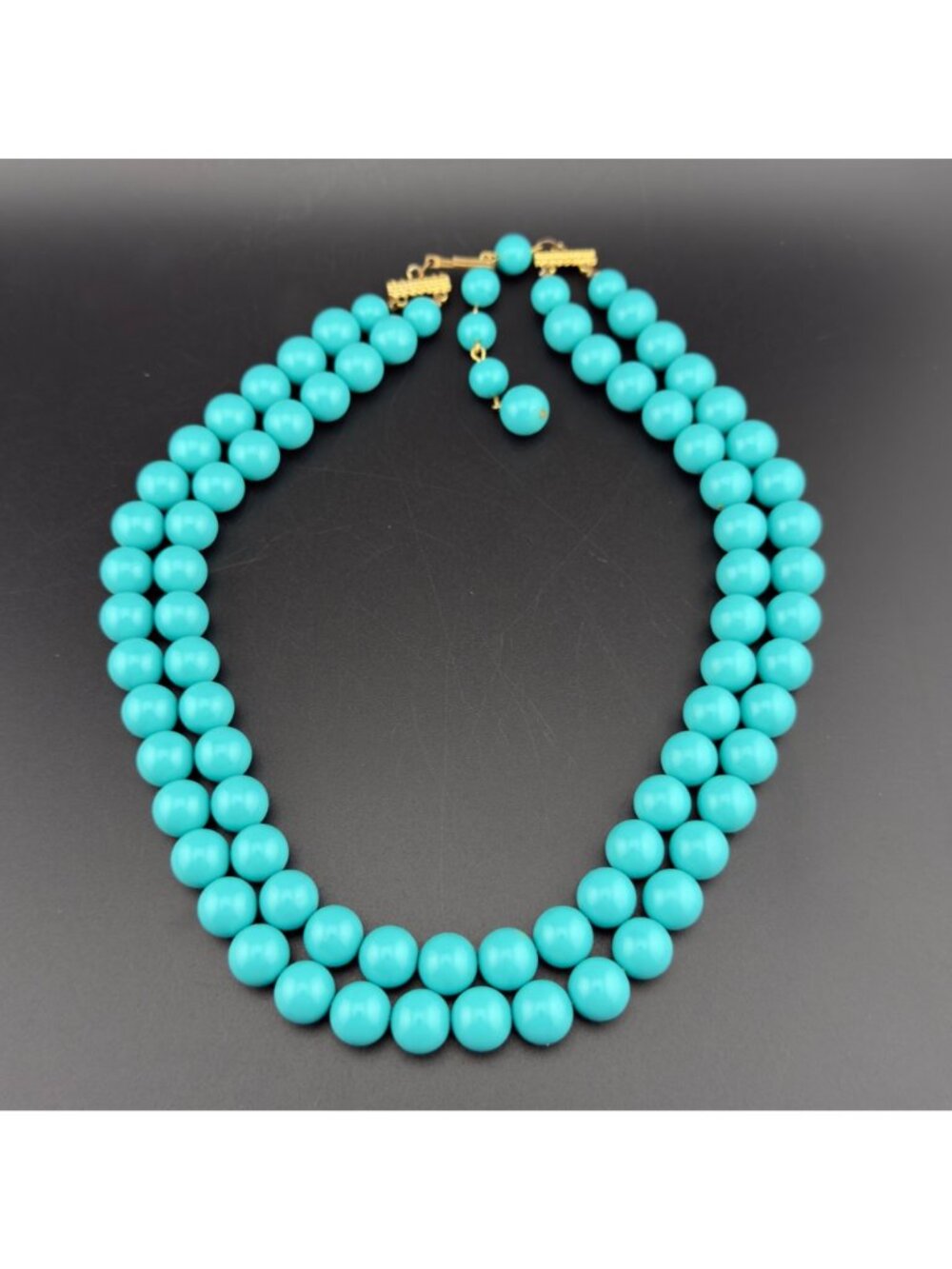 Vintage Set of 2 Beaded Necklaces White Napier Aqua Blue Multi Strand 16 inches - Picture 7 of 13